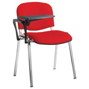 Pack Of 4 Chrome Frame Conference Chairs With Writing Tablets, Red