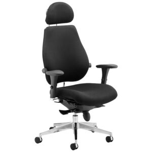 Praktikos Ultimate Fabric Ergonomic Chair With Headrest, Black