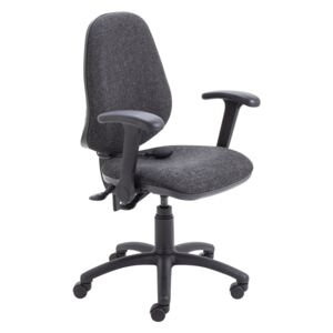 Orchid Lumbar Pump Ergonomic Operator Chair With Folding Arms, Charcoal
