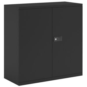 Bisley Economy Double Door Steel Cupboard, 1 Shelf - 91wx40dx100h (cm), Black