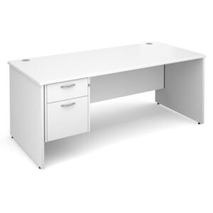 All White Premium Panel End Clerical Desk 2 Drawers, 180wx80dx73h (cm)