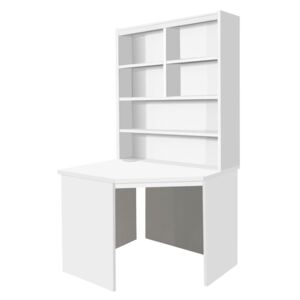 Small Office Corner Desk With Hutch Bookcase (White)