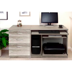 Small Office Desk Set With Computer Workstation & 3 Drawers (Grey Nebraska)