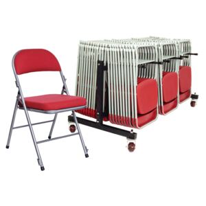 Deluxe Folding Chair Bundle Deal (30 Chairs & 1 Trolley), Blue