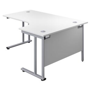 Progress II Right Hand Ergonomic Desk, 180wx120/80dx73h (cm), Silver/White