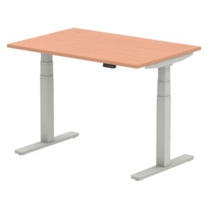 Vitali Sit & Stand Rectangular Desk (Silver Legs), 120wx80dx66/130h (cm), Beech