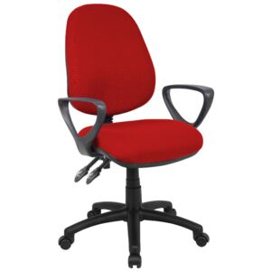 Full Lumbar 2 Lever Operator Chair With Fixed Arms, Burgundy