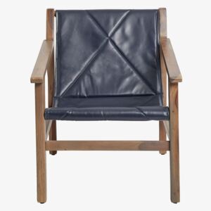 Leather Sling Back Chair - grey & navy