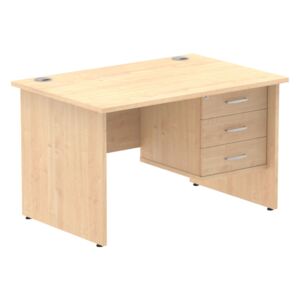 Vitali Panel End Rectangular Desk 3 Drawers , 120wx80dx73h (cm), Maple