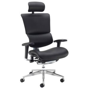 Merideth Ergonomic 24HR Leather Operator Chair (With Headrest), Black