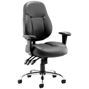 Sharp Leather Faced Operator Chair, Black