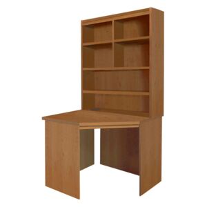 Small Office Corner Desk With Hutch Bookcase (English Oak)
