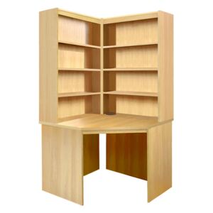 Small Office Corner Desk With Hutch Bookcase Set (Classic Oak)