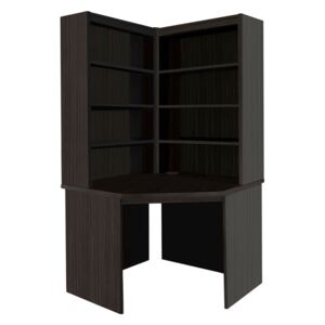 Small Office Corner Desk With Hutch Bookcase Set (Black Havana)