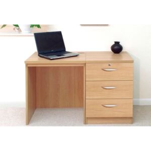 Small Office Desk Set With 3 Media Drawers (Classic Oak)