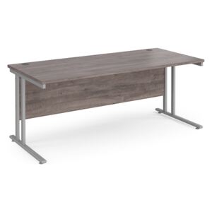 Value Line Deluxe C-Leg Rectangular Desk (Silver Legs), 180wx80dx73h (cm), Grey Oak