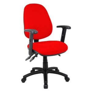 Full Lumbar 3 Lever Operator Chair With Adjustable Arms, Red