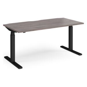 Ascend Deluxe Sit & Stand Single Desk, 160wx80dx68-130h (cm), Black/Grey Oak