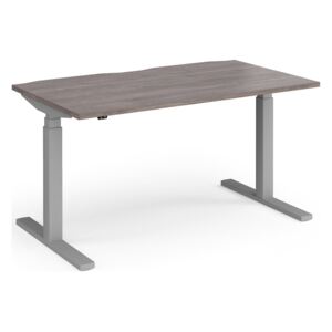 Ascend Deluxe Sit & Stand Single Desk, 140wx80dx68-130h (cm), Silver/Grey Oak