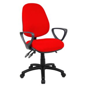 Full Lumbar 3 Lever Operator Chair With Fixed Arms, Red