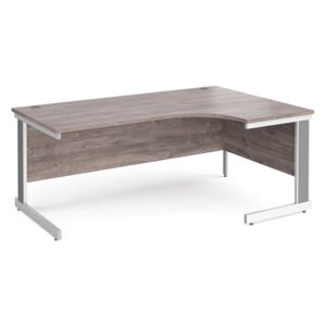 Tully Deluxe Right Hand Ergonomic Desk, 180wx120/80dx73h (cm), Grey Oak