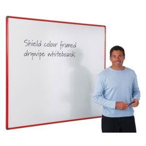 Shield Coloured Framed Magnetic Whiteboards, Red