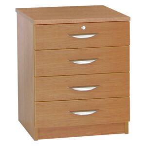 Small Office 4 Drawer Chest, English Oak