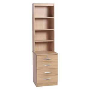 Small Office 4 Drawer Unit With Hutch Bookcase, Sandstone