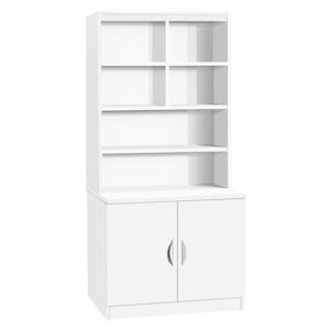 Small Office Desk High Cupboard With Hutch Bookcase, White
