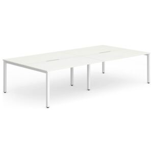 Pamola Double Back To Back Bench Desk (White Legs), 240wx160dx73h (cm), White