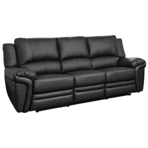 Clavet Leather 3 Seater Recliner Sofa (Black), Black