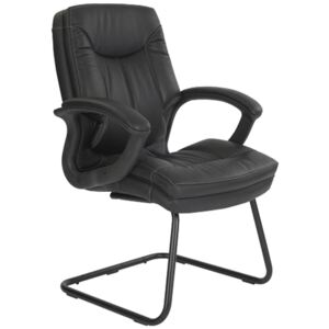 Clayton Black Leather Faced Visitor Chair, Black