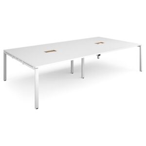 Prime Power Ready Rectangular Boardroom Table (White Frame), White
