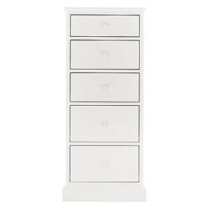Faye Tall 5 Drawer Chest - White