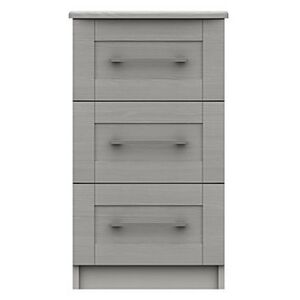 London Bedrooms - Fenchurch 3 Drawer Bedside Chest - Grey