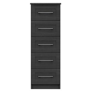 London Bedrooms - Fenchurch 5 Drawer Narrow Chest - Black