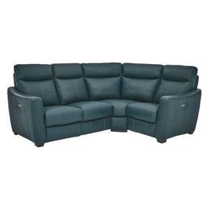 Compact Collection Midi Leather Manual Recliner Corner Sofa - Green- World of Leather