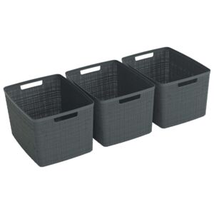 Curver Jute Storage Basket Set 3 pcs Size L 20L Dark Grey