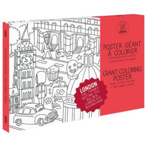 Londres Colouring poster - / Giant - L 115 x 80 cm by OMY Design & Play White/Black
