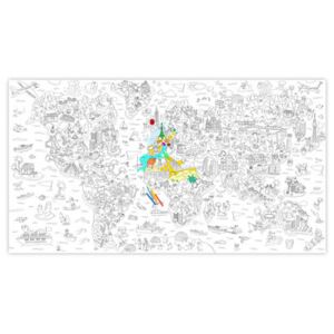 XXL Atlas Colouring poster - / Giant - L 180 x 100 cm by OMY Design & Play White/Black