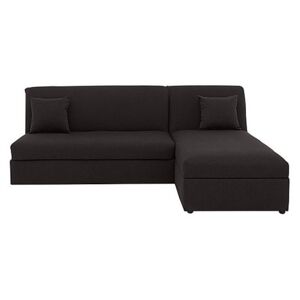 Versatile 2 Seater Fabric Chaise Sofa Bed No Arms - Black