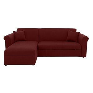 Versatile Small 2 Seater Fabric Chaise Sofa Bed with Scroll Arms - Red