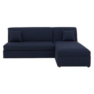 Versatile 2 Seater Fabric Chaise Sofa Bed No Arms - Blue