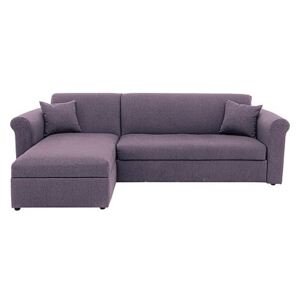 Versatile 2 Seater Fabric Chaise Sofa Bed with Scroll Arms - Purple