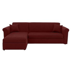 Versatile 2 Seater Fabric Chaise Sofa Bed with Scroll Arms - Red
