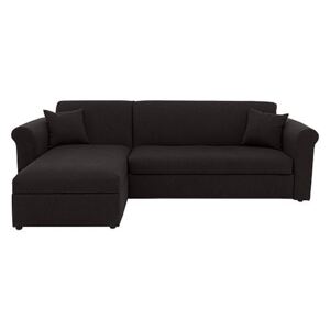 Versatile 2 Seater Fabric Chaise Sofa Bed with Scroll Arms - Black