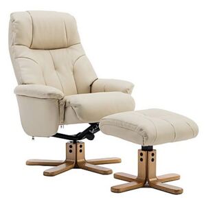 Muscat Faux Leather Swivel Recliner Chair and Footstool