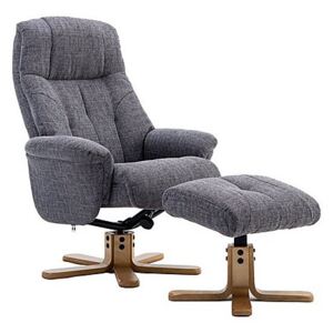 Muscat Fabric Swivel Recliner Chair with Footstool - Grey
