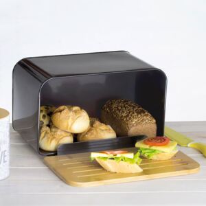 Bread box Nordic with cutting board 35 x 21,5 x 21,5 cm black AMBITION