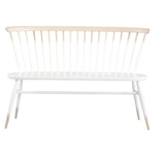 Love Seat Bench with backrest - 117 cm - 1955 Reissue by Ercol White/Natural wood